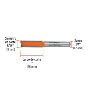 Broca para router, recta 2 filos, 5/16