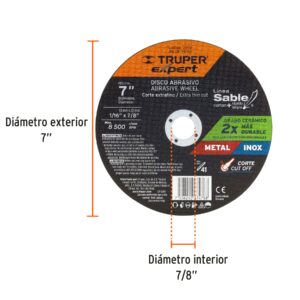 Disco tipo 41, corte fino metal, Linea Sable 7", Expert