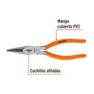 Pinza punta y corte 8", mango de vinil