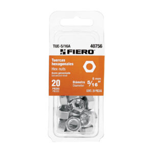 Blister con 20 tuercas de 5/16" de acero galvanizado