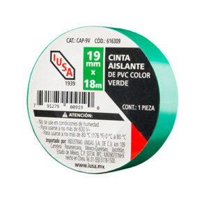 Cinta de aislar de 18m verde iusa