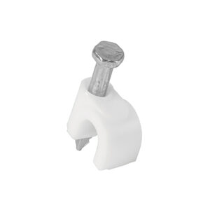 Grapa para cable redondo 8mm blanca bolsa con 20 piezas