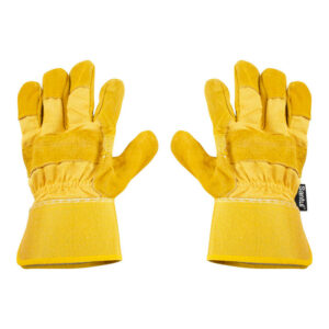 Guantes de carnaza y loneta con refuerzo en dedos y palma